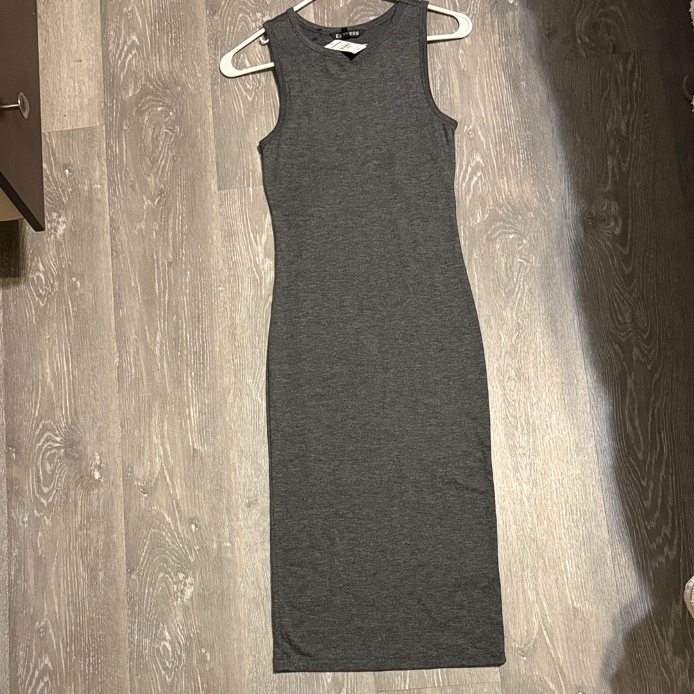 Express Dark Gray Sleeveless Midi Dress